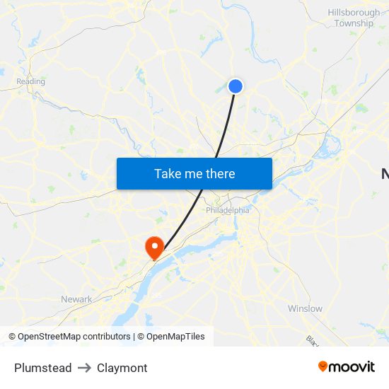 Plumstead to Claymont map