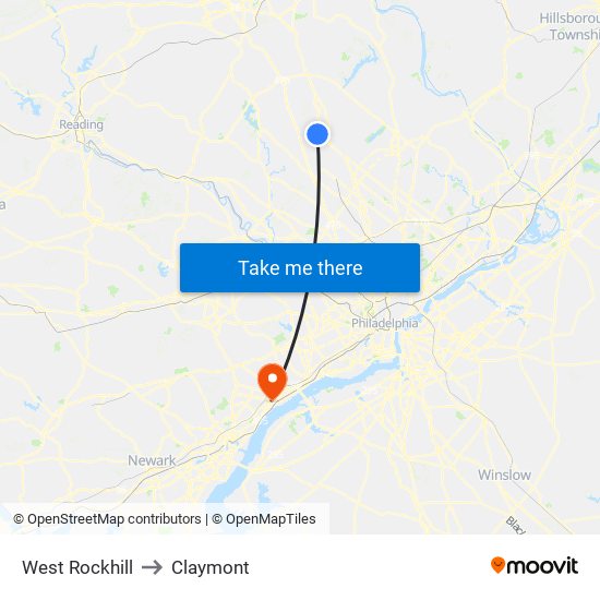 West Rockhill to Claymont map