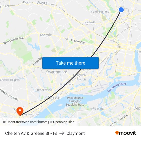 Chelten Av & Greene St - Fs to Claymont map