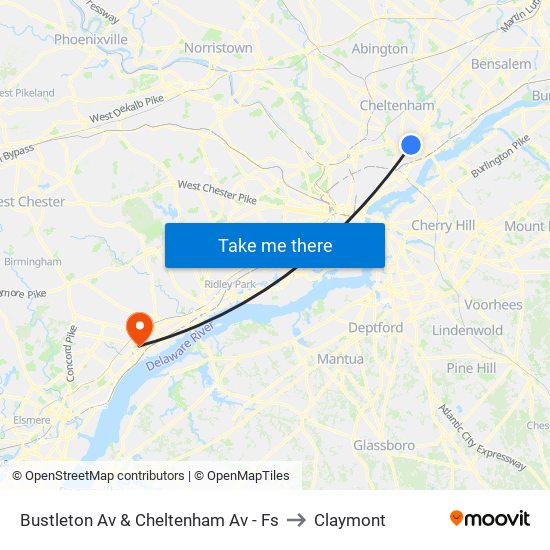 Bustleton Av & Cheltenham Av - Fs to Claymont map