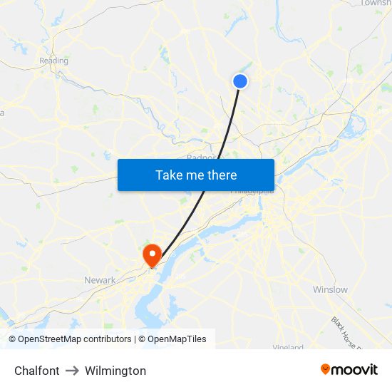 Chalfont to Wilmington map
