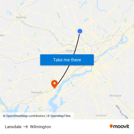 Lansdale to Wilmington map