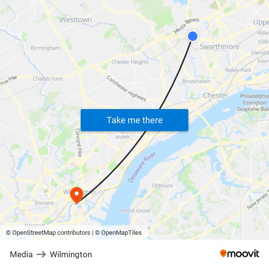 Media to Wilmington map