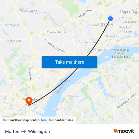 Morton to Wilmington map