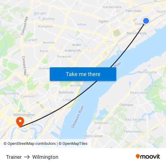 Trainer to Wilmington map