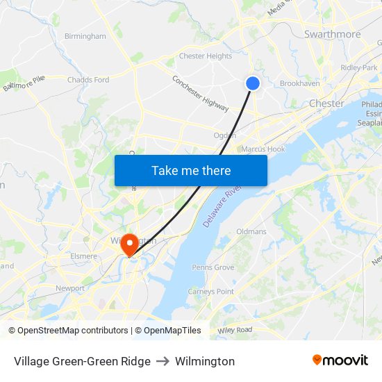 Village Green-Green Ridge to Wilmington map