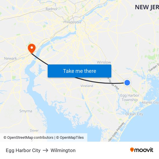 Egg Harbor City to Wilmington map