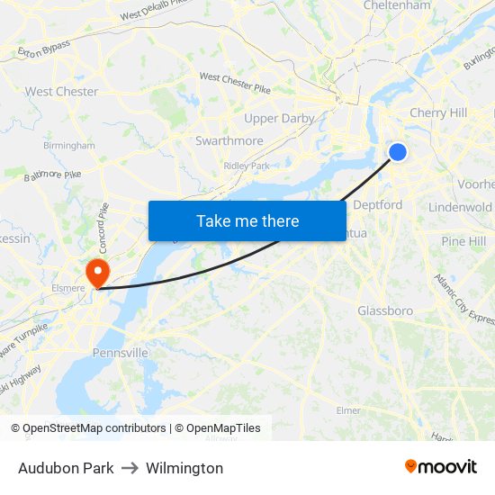 Audubon Park to Wilmington map