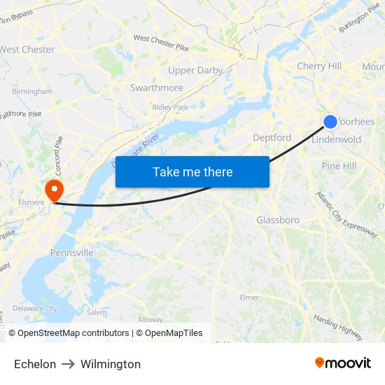 Echelon to Wilmington map