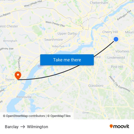 Barclay to Wilmington map