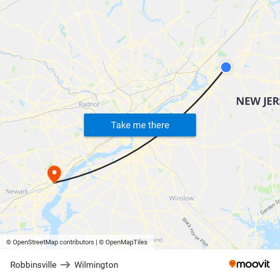 Robbinsville to Wilmington map