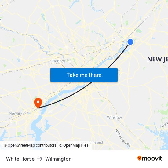 White Horse to Wilmington map