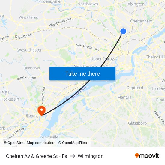 Chelten Av & Greene St - Fs to Wilmington map