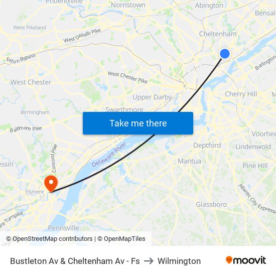 Bustleton Av & Cheltenham Av - Fs to Wilmington map