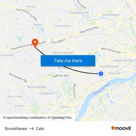 Brookhaven to Caln map