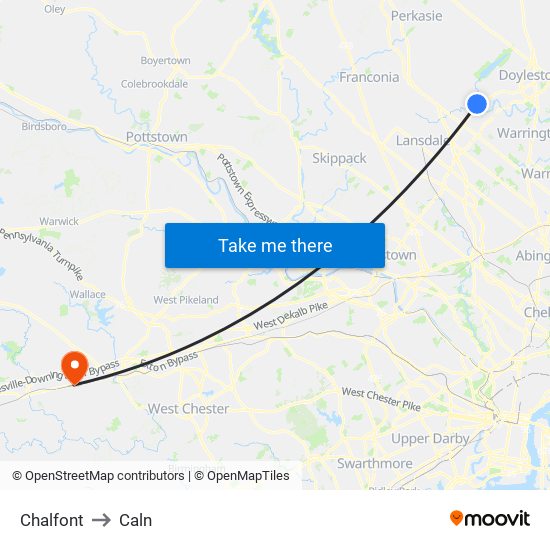 Chalfont to Caln map