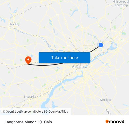 Langhorne Manor to Caln map