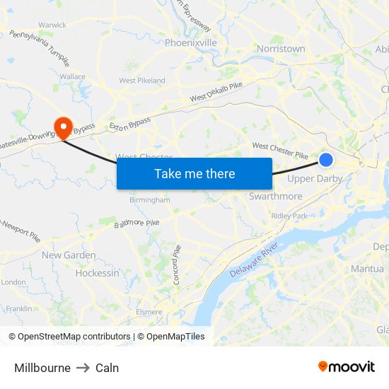 Millbourne to Caln map