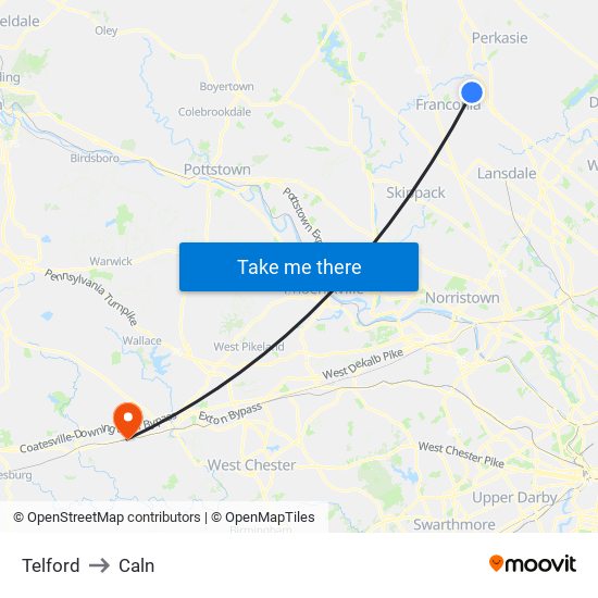 Telford to Caln map