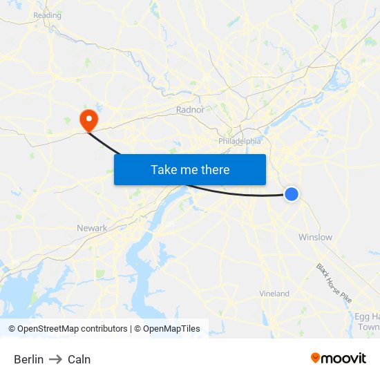 Berlin to Caln map