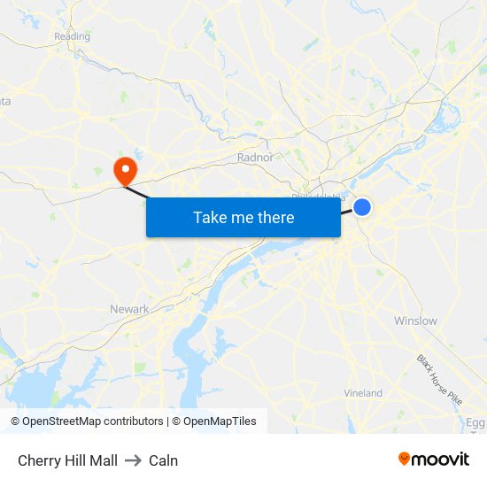 Cherry Hill Mall to Caln map