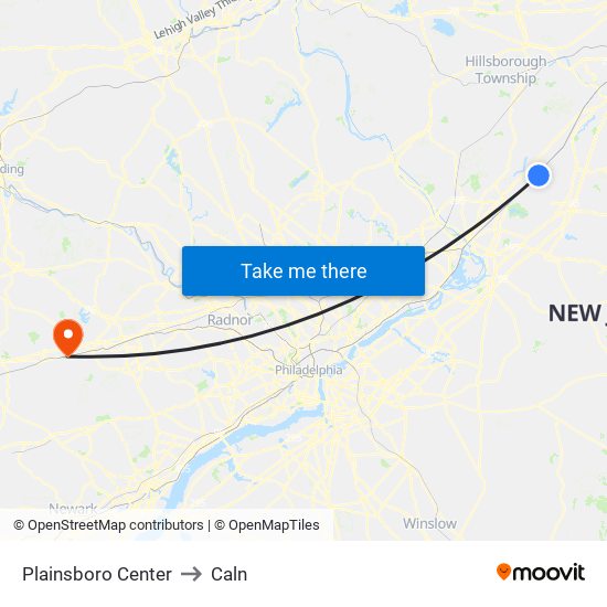Plainsboro Center to Caln map