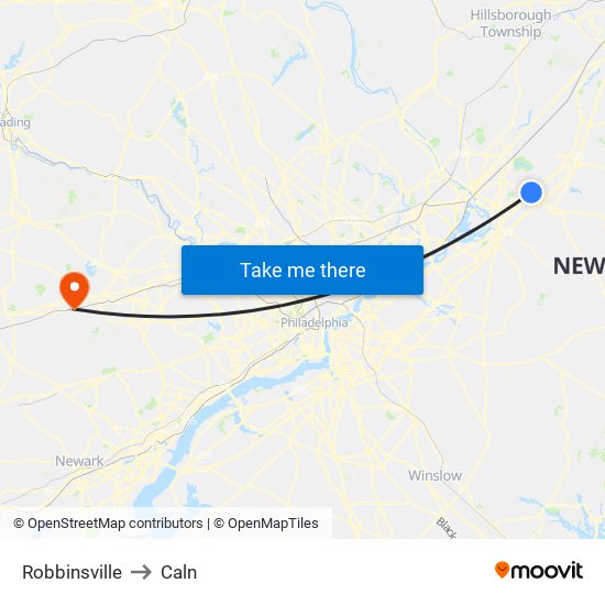 Robbinsville to Caln map