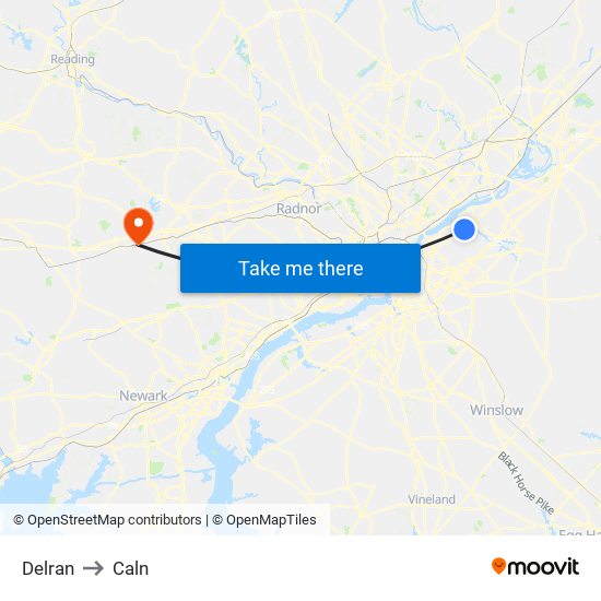 Delran to Caln map
