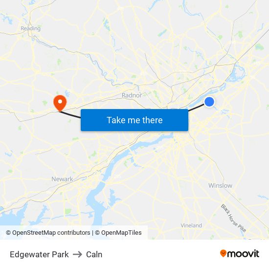 Edgewater Park to Caln map