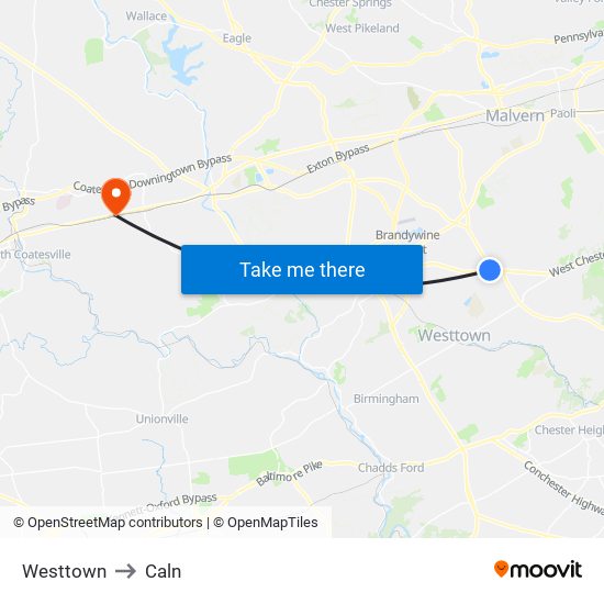 Westtown to Caln map