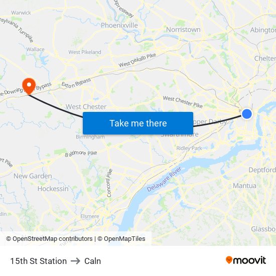 15th St Station to Caln map