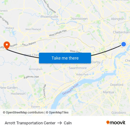 Arrott Transportation Center to Caln map