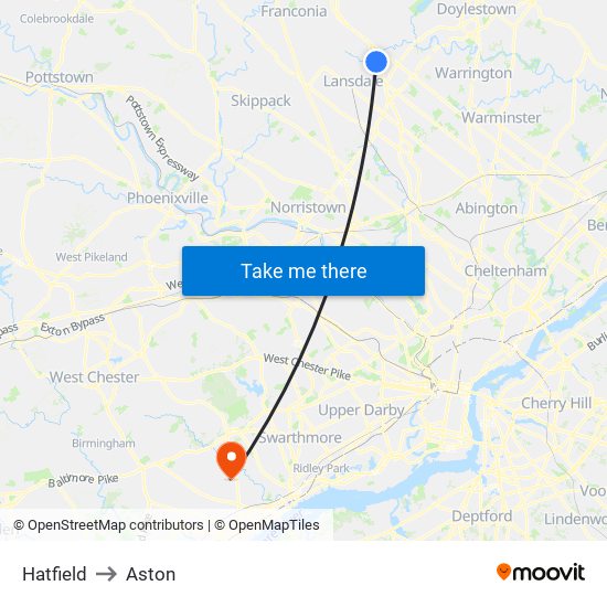 Hatfield to Aston map