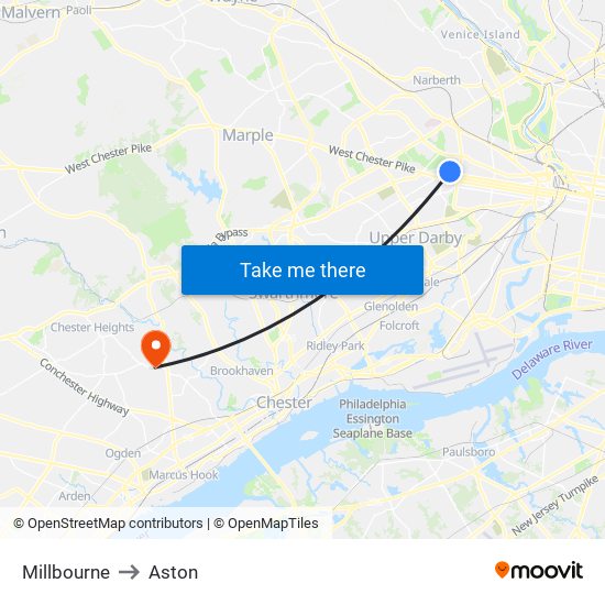 Millbourne to Aston map