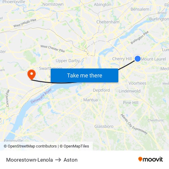 Moorestown-Lenola to Aston map