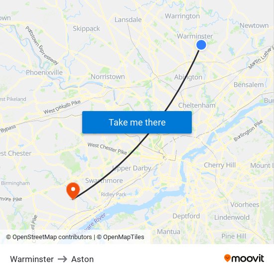 Warminster to Aston map