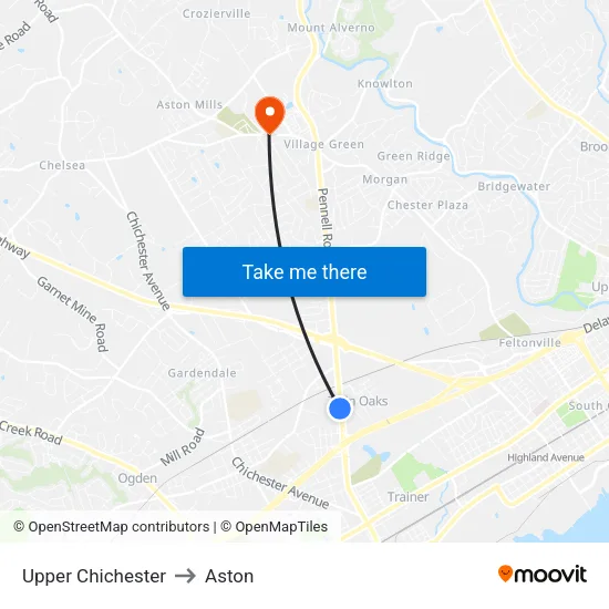 Upper Chichester to Aston map