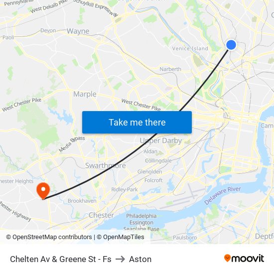 Chelten Av & Greene St - Fs to Aston map