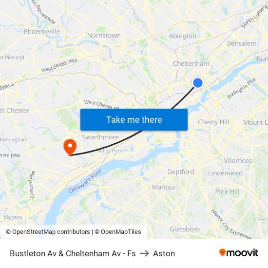 Bustleton Av & Cheltenham Av - Fs to Aston map
