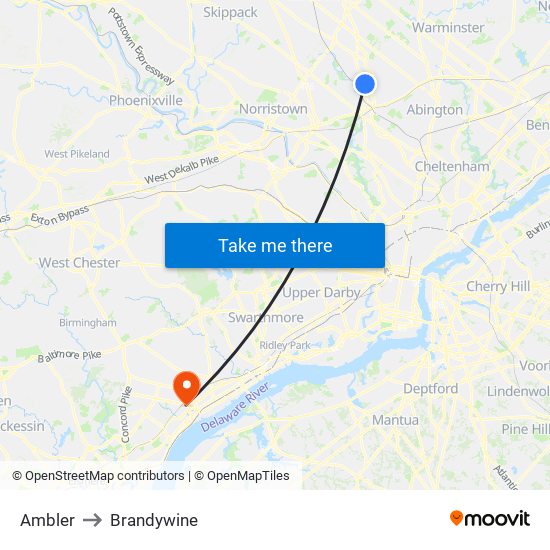 Ambler to Brandywine map