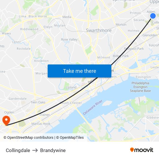 Collingdale to Brandywine map