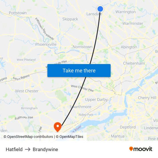 Hatfield to Brandywine map