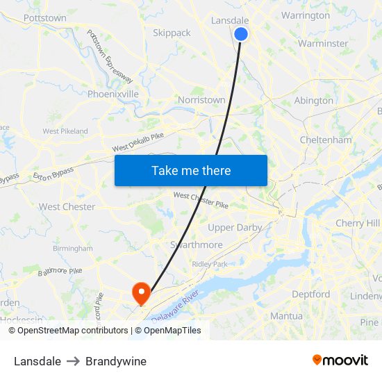 Lansdale to Brandywine map