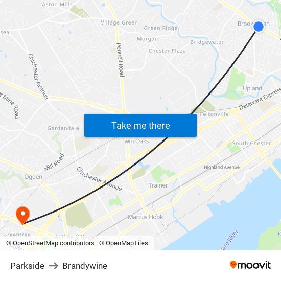 Parkside to Brandywine map