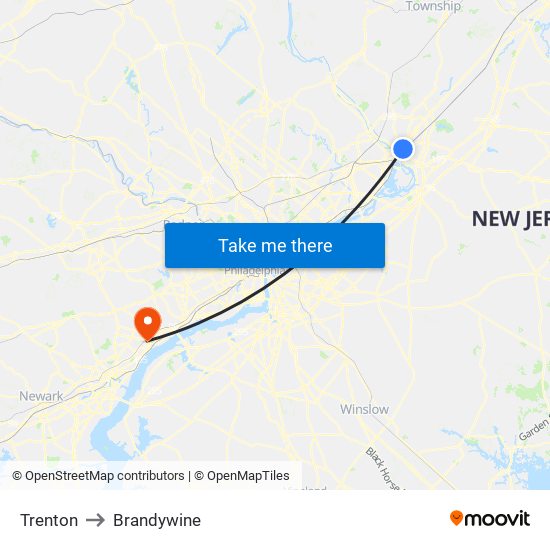 Trenton to Brandywine map