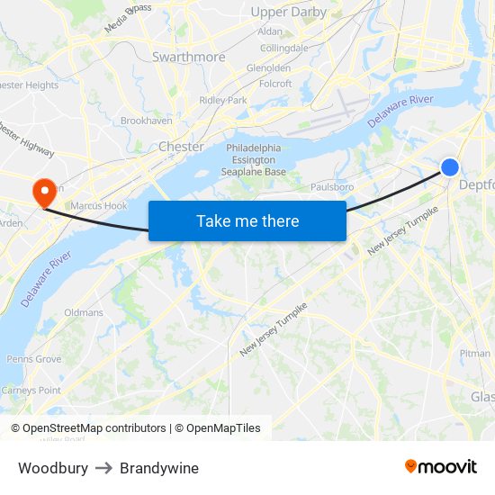 Woodbury to Brandywine map