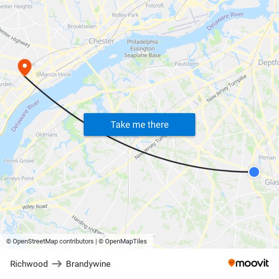 Richwood to Brandywine map