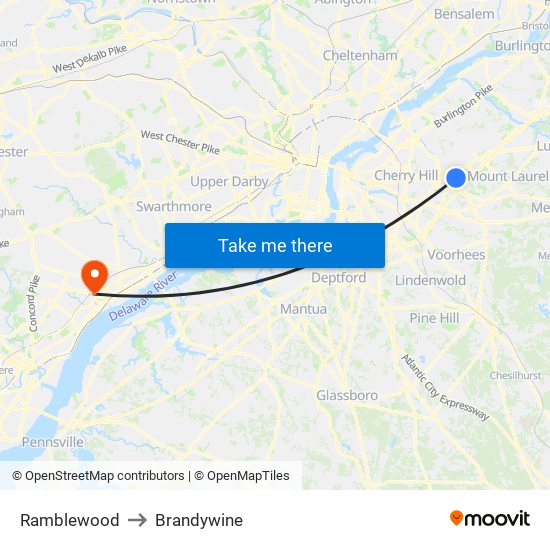 Ramblewood to Brandywine map