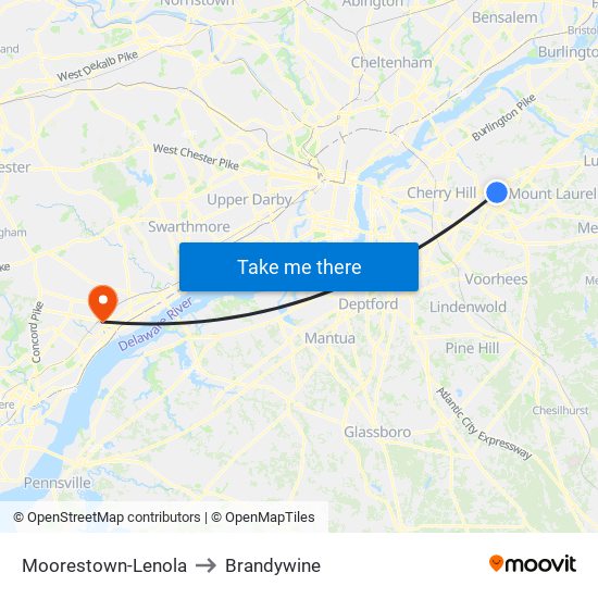 Moorestown-Lenola to Brandywine map