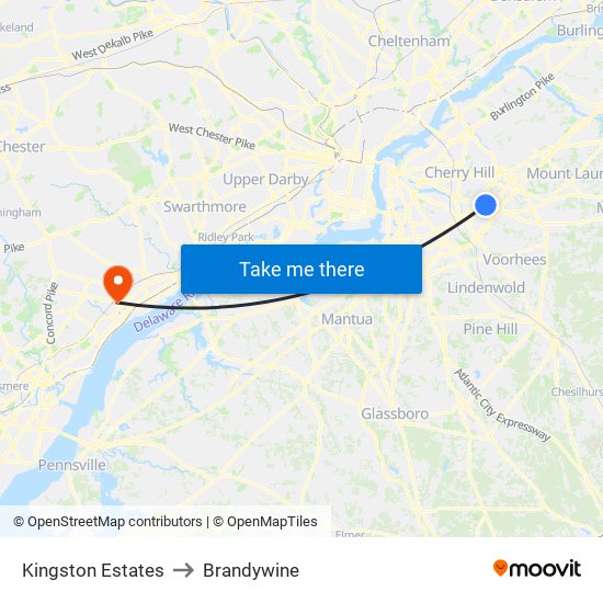 Kingston Estates to Brandywine map